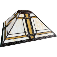 Capulina Tiffany Lamp Shade Accessories Replacement 16 Inches Wide Mission Cream Style Stained Glass Lampshade for Table Lamp Floor Lamp