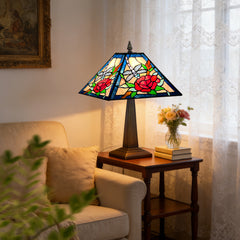 ARTZONE Tiffany Table Lamp[W12''xH20''], Tiffany Table Lights Antique Stained Glass Bedside Table Lamp for Bedside/Desk Reading/Living Room/Home Office/Bedroom