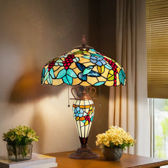 Tiffany Lamp Grapefruit Orange Stained Glass Table Lamp 3-Light