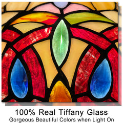Capulina Tiffany Lamp Stained Glass Pendant Light 12 Inches Wide Cream Brown Victorian Tiffany Style Hanging Lamp for Kitchen Island Living Dining Room Hallway Home Office
