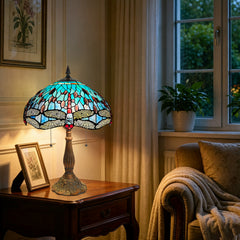 ARTZONE Antique Tiffany Table Lamp Stained Glass Bedside Table Lamp