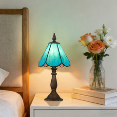 Cotoss Tiffany Table Lamp,Handcrafts Stained Glass Style Table Light,Small Desk Bedside Table Night Lamp for Living Room Bedroom Study Office Bookcase Desk Light