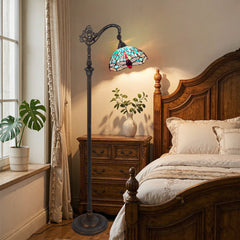 ARTZONE Antique Tiffany Floor Lamp Stained Glass Gooseneck Floor Lamp