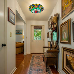 Tiffany Ceiling Lights, Stained Glass Ceiling Light 3-Lights 16 Inch Tiffany Flush Mount Ceiling Light for Bedroom Dining Living Room Entryway Foyer