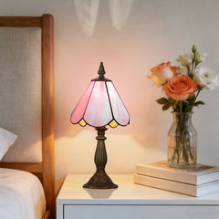 Cotoss Tiffany Table Lamp,Handcrafts Stained Glass Style Table Light,Small Desk Bedside Table Night Lamp for Living Room Bedroom Study Office Bookcase Desk Light