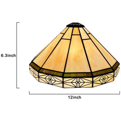 Capulina Tiffany Lamp Shade 12 Inches Wide Accessories Replacement Vintage Cream Tiffany Style Stained Glass Lampshade for Table Lamp