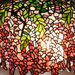 Thatyears Pink Wisteria Tiffany Style Table Lamp – Handcrafted Stained Glass Decorative Lamp for Living Room, Bedroom, Home Office