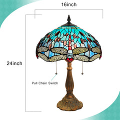 ARTZONE Antique Tiffany Table Lamp Stained Glass Bedside Table Lamp