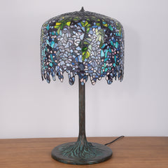 Thatyears Wisteria Tiffany Style Table Lamp – Handcrafted Stained Glass Decorative Lamp for Living Room, Bedroom, Home Office