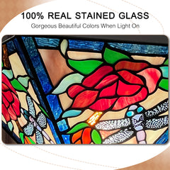 ARTZONE Tiffany Torchiere Floor Lamp,Handcrafted Stained Glass Lamp Shade,Antique Style Standing Corner Light for Living Room and Bedroom