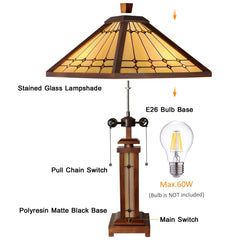 Capulina Tiffany Lamp Mission Cream Stained Glass Table Lamp 3-Light