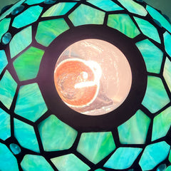 Capulina Tiffany Lamp Shade 7 Inches Wide Accessories Replacement Seagrass Blue Beads Style Stained Glass Lampshade for Hanging Lamp Pendant Light Chandelier Wall Sconces Accent Lamp