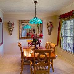 Capulina Tiffany Lamp Blue Beads Stained Glass Pendant Light 2-Light