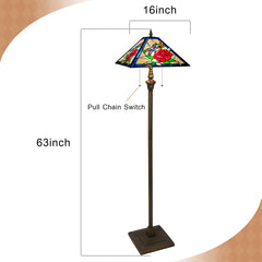ARTZONE Tiffany Table Lamp with Nighlight [W16''xH24''], Tiffany Table Lights Antique Stained Glass Bedside Table Lamp for Bedside/Desk Reading/Living Room/Home Office/Bedroom