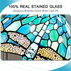 Antique Tiffany Floor Lamp[11''W*62''H] Gooseneck Adjustable Stained Glass Floor Lamp Standing Reading Light for Living Room/Bedroom/Home Office/Study(Dragonfly)