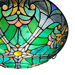 ARTZONE Tiffany Ceiling Lights, Stained Glass Ceiling Light 3-Lights 16 Inch Tiffany Flush Mount Ceiling Light Fixture for Bedroom Dining Living Room Entryway Foyer(Green Victoria)