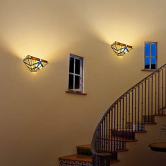 Capulina Tiffany Lamp Stained Glass Wall Sconces 2-Light 12 Inches Wide Cream Amber Vintage Tiffany Style Wall Lights Decor for Hallway Stairway Bedroom Bathroom Cinema