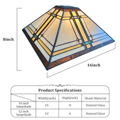 Capulina Tiffany Lamp Shade Accessories Replacement 16 Inches Wide Mission Cream Style Stained Glass Lampshade for Table Lamp Floor Lamp