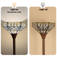 Capulina Tiffany Lamp Mission Hexagon Stained Glass Torchiere Floor Lamp