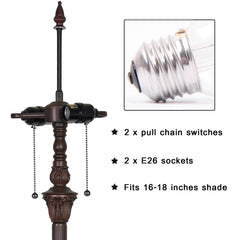Capulina Tiffany Floor Lamp Base Only Replacement for 16 -24 Inch Wide Lampshade Pole Height 64 Inches Blackish Bronze Finishing Resin Base