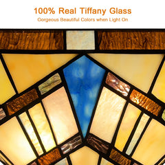Capulina Tiffany Lamp Stained Glass Wall Sconces 2-Light 12 Inches Wide Cream Amber Vintage Tiffany Style Wall Lights Decor for Hallway Stairway Bedroom Bathroom Cinema