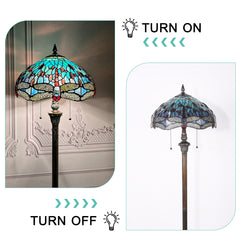 ARTZONE Gorgeous Tiffany Floor Lamp Stained Glass Floor Lamp