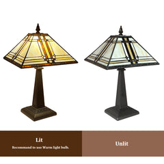 Capulina Tiffany Lamp Stained Glass Table Lamp 12x12x19 Inches Cream Color Tiffany Style Desk Reading Lamp Decor for Home Office Bedroom Living Room