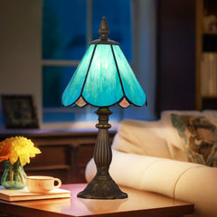 Cotoss Tiffany Table Lamp,Handcrafts Stained Glass Style Table Light,Small Desk Bedside Table Night Lamp for Living Room Bedroom Study Office Bookcase Desk Light