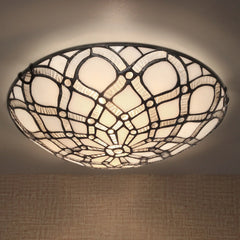 Tiffany Ceiling Lights, Stained Glass Ceiling Light 2-Lights 12 Inch Tiffany Flush Mount Ceiling Light for Bedroom Dining Living Room Entryway Foyer