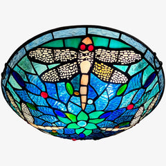 Tiffany Ceiling Lights, Stained Glass Ceiling Light 2-Lights 12 Inch Tiffany Flush Mount Ceiling Light for Bedroom Dining Living Room Entryway Foyer