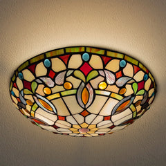 Tiffany Ceiling Lights, Stained Glass Ceiling Light 3-Lights 16 Inch Tiffany Flush Mount Ceiling Light for Bedroom Dining Living Room Entryway Foyer