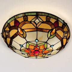 Tiffany Ceiling Lights, Stained Glass Ceiling Light 3-Lights 16 Inch Tiffany Flush Mount Ceiling Light for Bedroom Dining Living Room Entryway Foyer