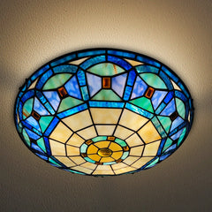 Tiffany Ceiling Lights, Stained Glass Ceiling Light 3-Lights 16 Inch Tiffany Flush Mount Ceiling Light for Bedroom Dining Living Room Entryway Foyer