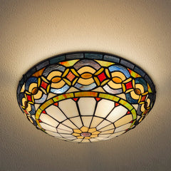 Tiffany Ceiling Lights, Stained Glass Ceiling Light 3-Lights 16 Inch Tiffany Flush Mount Ceiling Light for Bedroom Dining Living Room Entryway Foyer