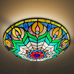 Tiffany Ceiling Lights, Stained Glass Ceiling Light 3-Lights 16 Inch Tiffany Flush Mount Ceiling Light for Bedroom Dining Living Room Entryway Foyer