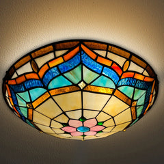 Tiffany Ceiling Lights, Stained Glass Ceiling Light 3-Lights 16 Inch Tiffany Flush Mount Ceiling Light for Bedroom Dining Living Room Entryway Foyer