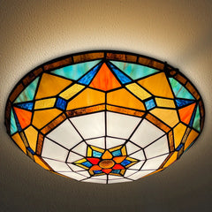 Tiffany Ceiling Lights, Stained Glass Ceiling Light 3-Lights 16 Inch Tiffany Flush Mount Ceiling Light for Bedroom Dining Living Room Entryway Foyer