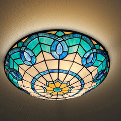 Tiffany Ceiling Lights, Stained Glass Ceiling Light 3-Lights 16 Inch Tiffany Flush Mount Ceiling Light for Bedroom Dining Living Room Entryway Foyer
