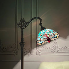 ARTZONE Antique Tiffany Floor Lamp Stained Glass Gooseneck Floor Lamp