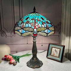 ARTZONE Antique Tiffany Table Lamp Stained Glass Bedside Table Lamp