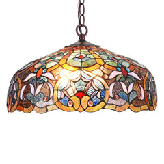 Capulina Tiffany Lamp Victorian Flower Stained Glass Pendant Light 2-Light