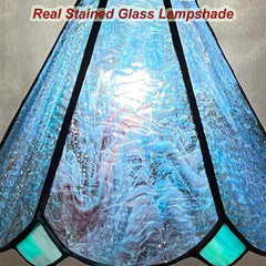 Cotoss Tiffany Table Lamp,Handcrafts Stained Glass Style Table Light,Blue Small Desk Bedside Table Night Lamp for Living Room Bedroom Study Office Bookcase Desk Light