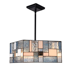 ARTZONE Tiffany Pendant Light Fixture[3 Lights][14''Wide*Adjustable Height] Stained Glass Tiffany Hanging Chandelier for Kitchen Island Dining Room