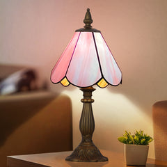 Cotoss Tiffany Table Lamp,Handcrafts Stained Glass Style Table Light,Small Desk Bedside Table Night Lamp for Living Room Bedroom Study Office Bookcase Desk Light