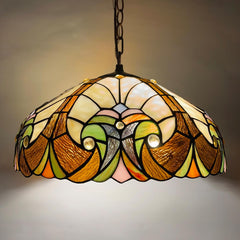 COTOSS Tiffany Pendant Light fixtures 16 Wide Stained Glass Pendant Lighting Vintage Style 2 Lights Hanging Lamp for Kitchen Dining Room Bedroom