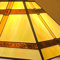 Thatyears Tiffany Lamp,Cream Style Stained Glass Table Lamp 12X12X19 Inches Mission Style Desk Reading Light Decor for Bedroom Living Room Home Office
