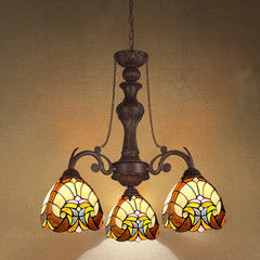 COTOSS Tiffany Hanging Chandeliers for Dining Room 3 Lights Stained Glass Kitchen Lighting Fixtures Antique Style Ceiling Pendant Lamp for Living Room Foyer Entryway Visit the COTOSS Store