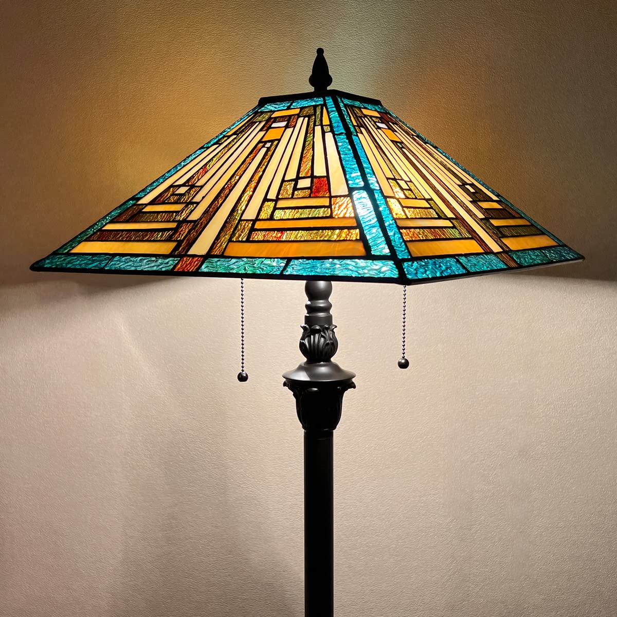 Stained glass floor lamp Mission Style Green Tiffany Floor Lamp ...