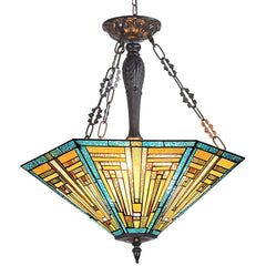 COTOSS Tiffany Pendant Light Fixtures Stained Glass 22 Wide Large Hanging Lamp for Dining Room 3 Lights Antique Style Lighting for Living Room Kitchen Entryway