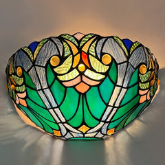 COTOSS Tiffany Wall Sconce Lighting Vintage Style 1 Light Stained Glass Sconces Victorian Sea Green Wall Lamp for Living Room Bedroom Hallway